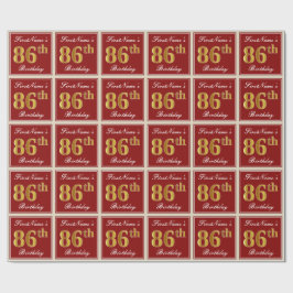 Elegant, röd, faux Guld 86:e födelsedagen; anpassa Presentpapper