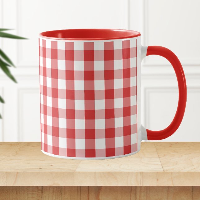Elegant röd gingham-mönster mugg (Skapare uppladdad)