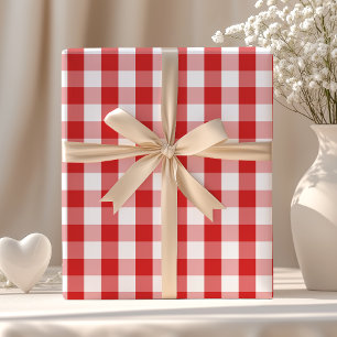 Elegant röd gingham-mönster presentpapper