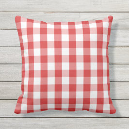 Elegant röd gingham-mönster utomhuskudde