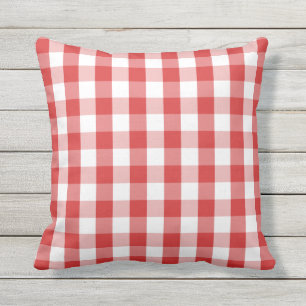 Elegant röd gingham-mönster utomhuskudde