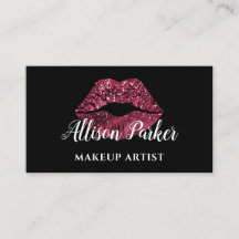 Elegant Röd Glitter Läpp Makeup Artist Företag