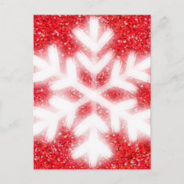 Elegant röd glitter vit snöflinga helg vykort
