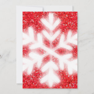 Elegant röd glitter vit snöflinga julkort