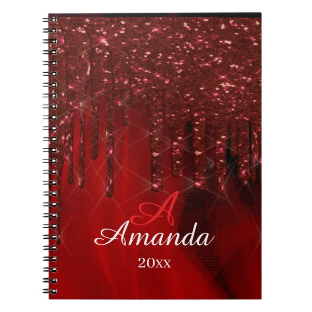 Elegant röd glitterdesign anteckningsbok (Framsidan)