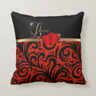 Elegant röd glitterkärlek kudde
