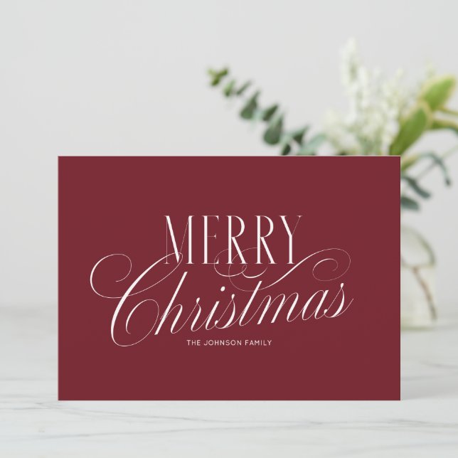 Elegant röd God Jul skrift Julkort (Stående Fram)