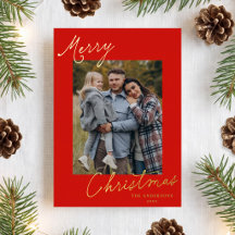 Elegant röd God Jul-skriptfoto
