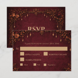 Elegant röd gotisk Halloween bröllop RSVP-kort OSA Kort
