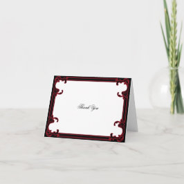 Elegant röd gotisk ram Bröllop tackkort