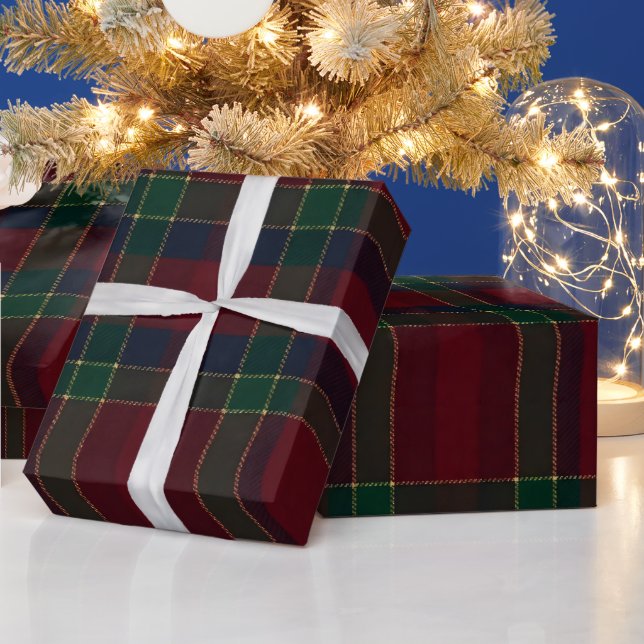 Elegant röd grön guld Tartan jul Presentpapper (Helgdagar)