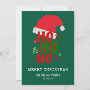 Elegant Röd Grön Vit God Jul Julkort