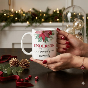 Elegant röd grönska julkaffekopp kaffemugg