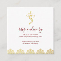 Elegant röd & guld Ganesha & Mehndi bröllop RSVP