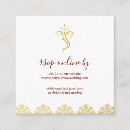 Elegant röd & guld Ganesha & Mehndi bröllop RSVP Tilläggskort