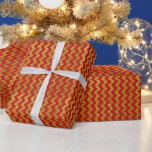 Elegant röd guld-glitter schevron rand mönster presentpapper<br><div class="desc">Elegant Red och guld glitter chevron rand mönster,  modern snyggt-gåva Wrapping Papper. Guld glitter schevron rand mönster mot röd bakgrund. Bakgrunden färg kan redigeras. Underbar till jul och julhelg.</div>