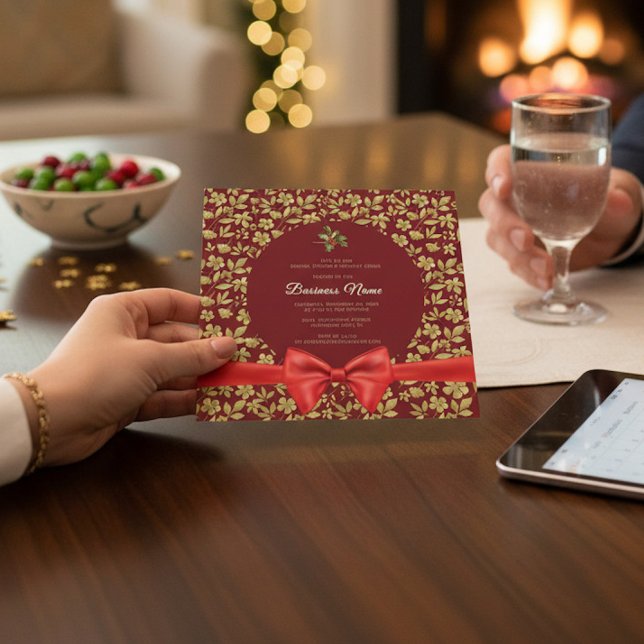 Elegant röd guld jul firande affärsfest inbjudan (Skapare uppladdad)