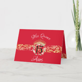 Elegant röd guld Quinceañera-firande Spansk stil Inbjudan
