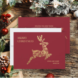 Elegant röd guld ren God Jul Julkort