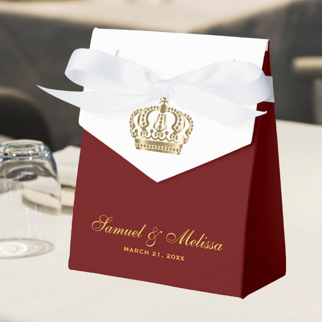 Elegant röd guld utsmyckad krona bröllop presentaskar (Skapare uppladdad)