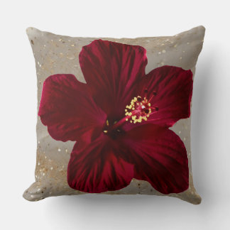 Elegant röd hibiskusblomma Kastkudde | Tropica Kudde