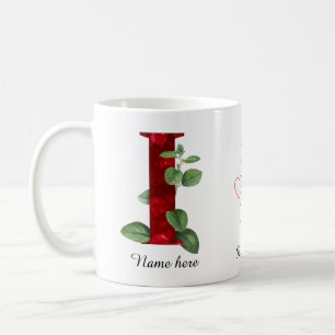 Elegant röd hjärta blommig bokstav H initial mugg