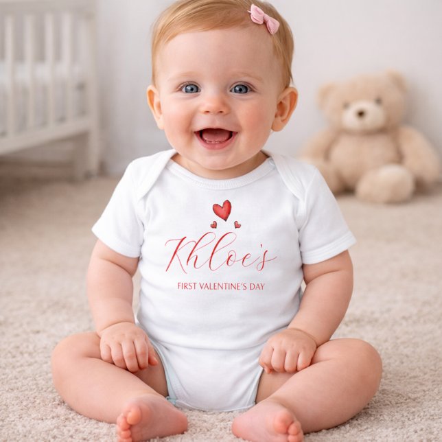 Elegant röd hjärtan baby bodysuit  t shirt (Skapare uppladdad)
