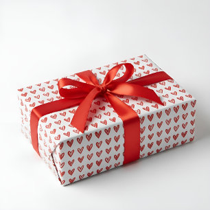 Elegant röd hjärtskiss inlindnings papper - Perfek Presentpapper