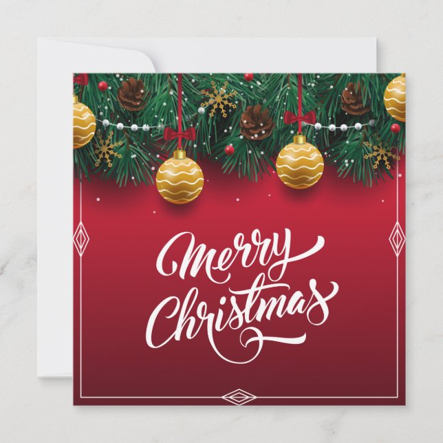 Elegant Röd jul-Julfest| Inbjudan (Framsida)