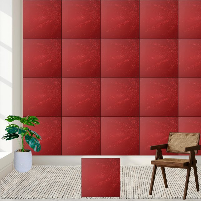 Elegant Röd jul Snowflake-Gnistra Kakelplatta (Elegant Red Christmas Snowflake Sparkle Ceramic Tile)