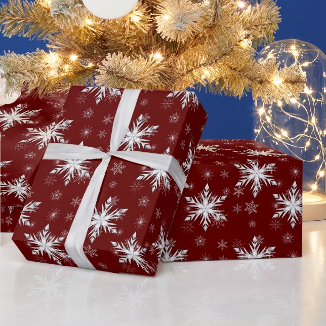 Elegant Röd jul Snowflake Presentpapper (Helgdagar)