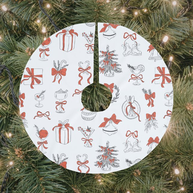 Elegant röd julfirande julgransmatta borstad polyester (Skapare uppladdad)