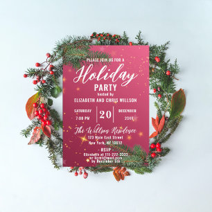 Elegant röd julfirande partyinbjudan inbjudningar