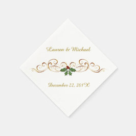 Elegant Röd Julmistel Bröllop Pappersservett