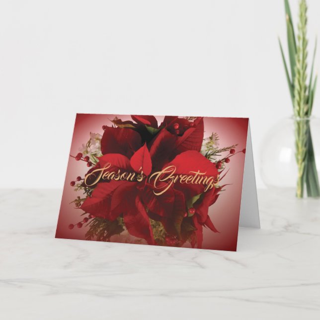 Elegant röd julpoängstjärna helgkort (Framsida)
