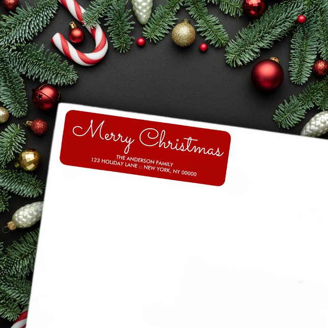 Elegant röd julreturadressetikett returadress etikett (Elegant red Christmas Return Address Label)
