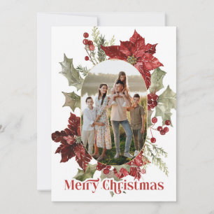 Elegant röd julstjärna firande fotokort julkort