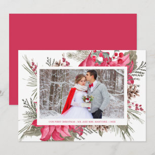 Elegant röd julstjärna Foto Första julen