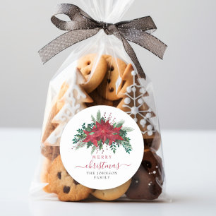 Elegant röd julstjärna jul runt klistermärke