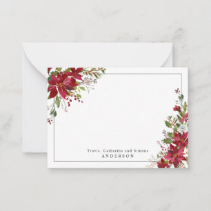 Elegant röd julstjärna jullyrka blomster julfirand anteckningskort