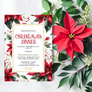 Elegant röd julstjärna julmiddag inbjudningar