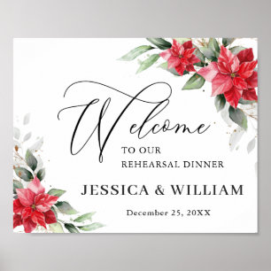 Elegant röd julstjärna ÖVNINGSMIDDAG Välkommen Poster