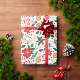 Elegant röd julstjärna vinterbär jul presentpapper