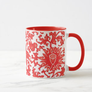 Elegant röd kinesisk blom- mugg
