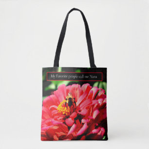 Elegant röd korall blommigt söt humla tygkasse