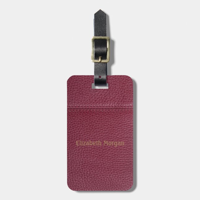 Elegant röd läderlook bagagebricka (Vertikal Framsida)