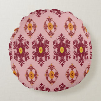 Elegant röd mandala geometrisk sovrum och heminred rund kudde