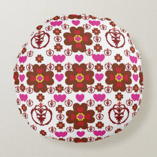 Elegant röd mandala geometrisk sovrum och heminred rund kudde