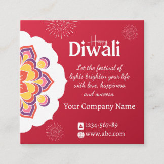 Elegant röd mandala Glad Diwali Anpassningsbar kor Lojalitetskort