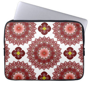 Elegant röd mandala-mönstrad laptopsleeve – Artist Laptop Fodral